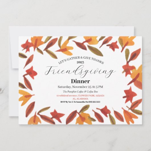 Friendsgiving Feest Thanksgiving Dinner Herfst Kaart (Voorkant)
