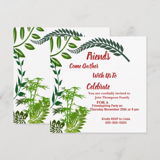 Friendsgiving Green Herfst Autumn Foliage Waterver Kaart (Voorkant / Achterkant)