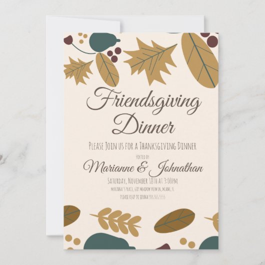 Friendsgiving Groene Blad Thanksgiving  Kaart (Voorkant)