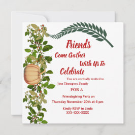 Friendsgiving Herfst Autumn Green Leaves Pumpkin I Kaart