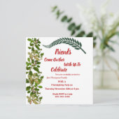 Friendsgiving Herfst Autumn Green Leaves Waterverf Kaart (Staand voorkant)