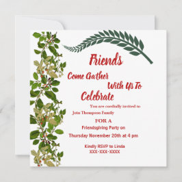 Friendsgiving Herfst Autumn Green Leaves Waterverf Kaart