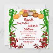 Friendsgiving Herfst Autumn Pumpkin Berry Green St Kaart (Voorkant)