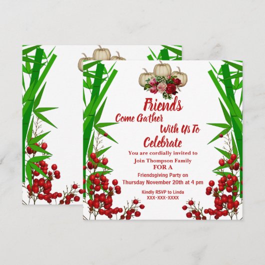 Friendsgiving Herfst Autumn Pumpkins Roos Berry St Kaart (Voorkant / Achterkant)