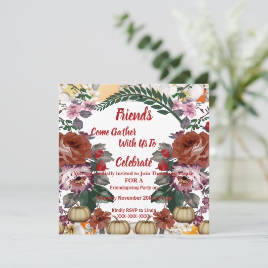 Friendsgiving Herfst Autumn Pumpkins Waterverf Roo Kaart (Staand voorkant)