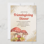 Friendsgiving Herfst Autumn Red Mushroom Gold Kaart (Voorkant)