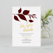 Friendsgiving Herfst Bourgondië en Wit Folie Uitnodiging (Staand Voorkant)