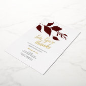 Friendsgiving Herfst Bourgondië en Wit Folie Uitnodiging (Gedraaid)