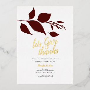 Friendsgiving Herfst Burgundy en Wit Folie Uitnodiging