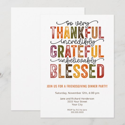 Friendsgiving Herfst Dinner Party Kaart (Voorkant / Achterkant)