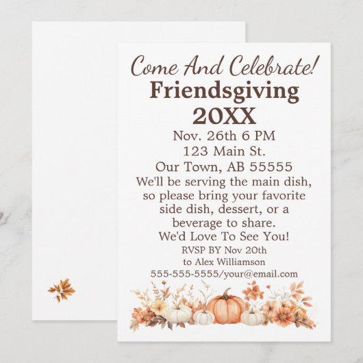 Friendsgiving Herfst Herfst Thanksgiving Uitnodigi Feestdagenkaart (Voorkant / Achterkant)