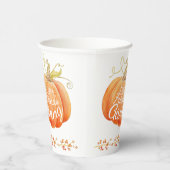 Friendsgiving herfst pompoen bessen waterverf papieren bekers (Rechts)