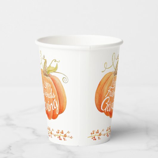 Friendsgiving herfst pompoen bessen waterverf papieren bekers (Rechts)