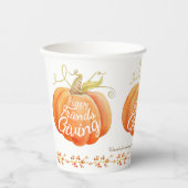 Friendsgiving herfst pompoen bessen waterverf papieren bekers (Voorkant)
