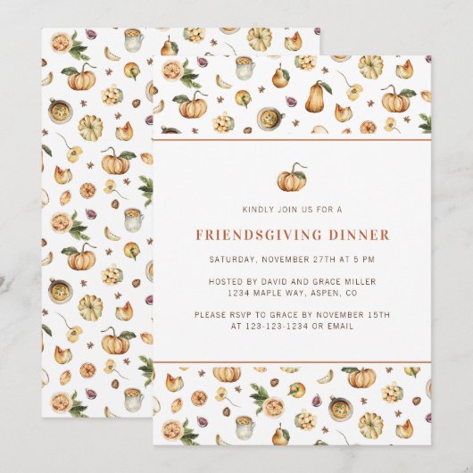 Friendsgiving Herfst Pumpkin Thanksgiving Kaart (Voorkant / Achterkant)