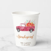 Friendsgiving Herfst Script Rode Truck Pompoen Papieren Bekers (Achterkant)