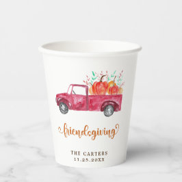 Friendsgiving Herfst Script Rode Truck Pompoen Papieren Bekers
