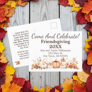 Friendsgiving Herfst Thanksgiving Nodig Briefkaart