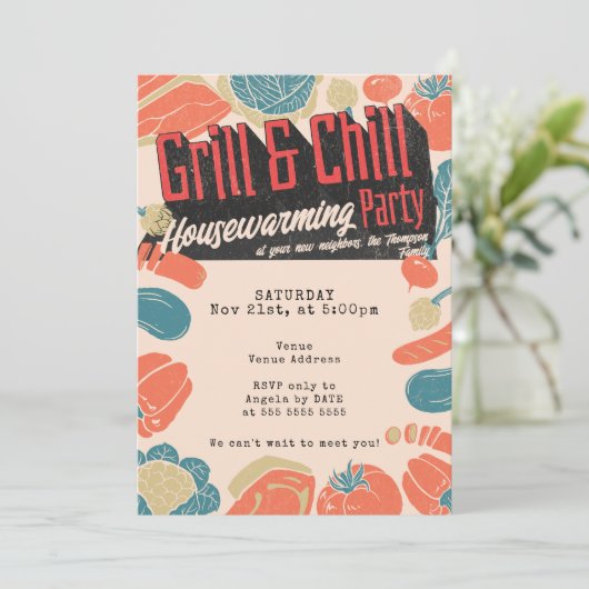 Friendsgiving Housewarming BBQ Thanksgiving Kaart (Staand voorkant)