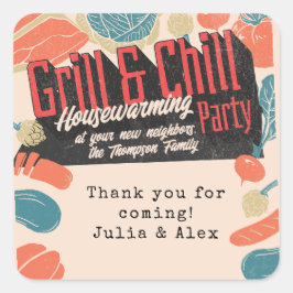 Friendsgiving Housewarming BBQ Thanksgiving Vierkante Sticker