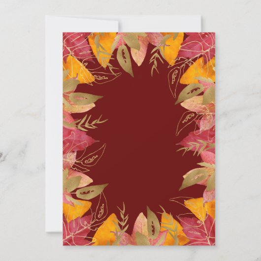 Friendsgiving Invitation Autumn Leaves Burgundy Kaart (Achterkant)