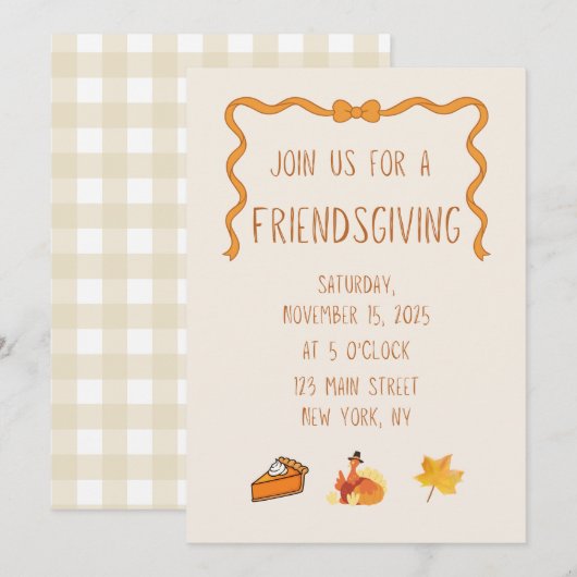 Friendsgiving Invitation Kaart (Voorkant / Achterkant)