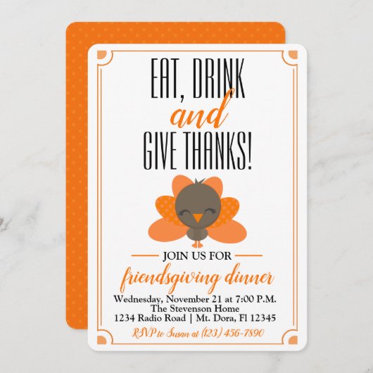 Friendsgiving Invitation - Thanksgiving Dinner Kaart (Voorkant / Achterkant)