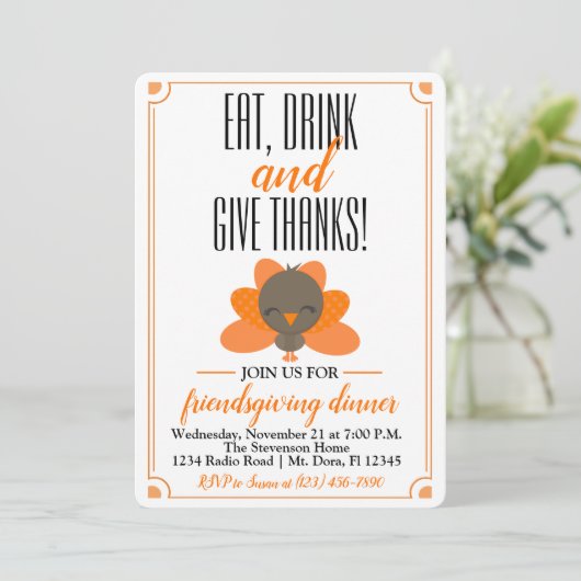 Friendsgiving Invitation - Thanksgiving Dinner Kaart (Staand voorkant)
