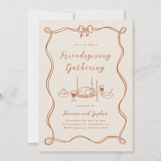 Friendsgiving Invitation Thanksgiving Dinner Party Kaart (Voorkant)