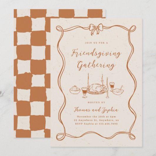 Friendsgiving Invitation Thanksgiving Dinner Party Kaart (Voorkant / Achterkant)