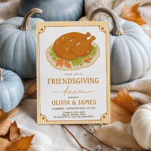 Friendsgiving-kalkoen vintage kader uitnodiging