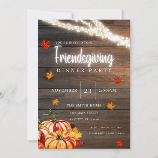 Friendsgiving Kerst- en Thanksgivinguitnodiging Kaart (Voorkant)