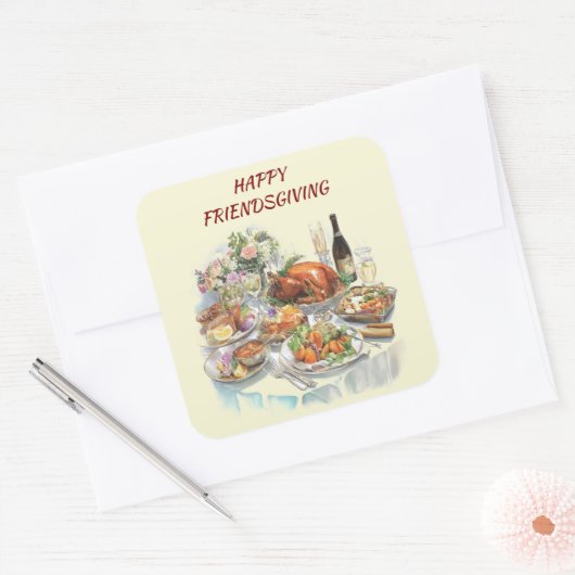 Friendsgiving Kerstmaal Sticker (Envelop)