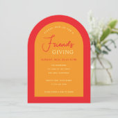 Friendsgiving Modern Arch Fall kleuren Sinaasappel Kaart (Staand voorkant)