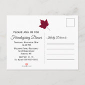 Friendsgiving-najaar Rode Bladeren Uitnodiging Briefkaart (Achterkant)