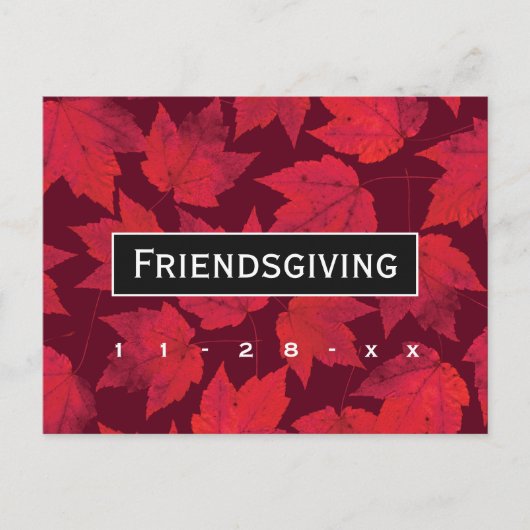 Friendsgiving-najaar Rode Bladeren Uitnodiging Briefkaart (Voorkant)