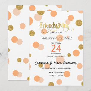 Friendsgiving Oranje & Gouden Stippen Modern Kaart