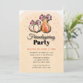 Friendsgiving Party in Oranje Paars Gold Kaart (Staand voorkant)