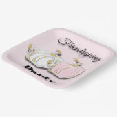 Friendsgiving Party Pink White Pumpkins Papieren Bordje (Gebogen)