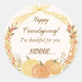 Friendsgiving Party Servies Rustiek Ronde Sticker