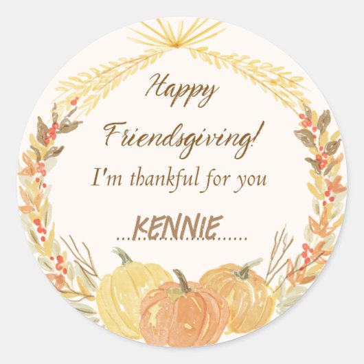 Friendsgiving Party Servies Rustiek Ronde Sticker (Voorkant)