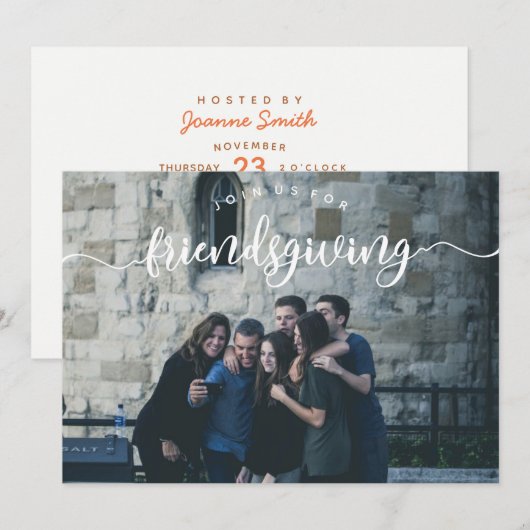Friendsgiving Photo Invite Kaart (Voorkant / Achterkant)