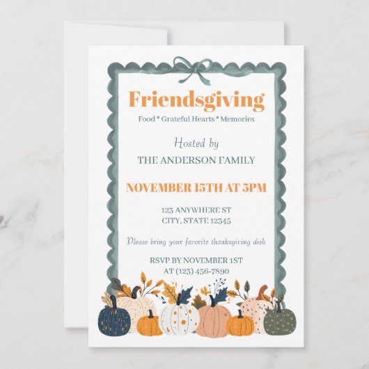 Friendsgiving Pompoen Uitnodiging (Voorkant)
