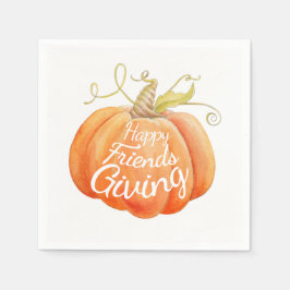 Friendsgiving pompoen waterverf kunst servet