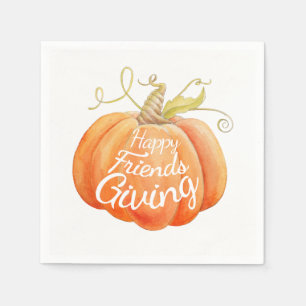 Friendsgiving pompoen waterverf kunst servet