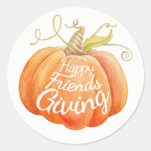 Friendsgiving pompoen waterverf kunst sticker