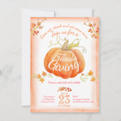 Friendsgiving pompoen waterverf kunstuitnodigingen kaart (Voorkant)