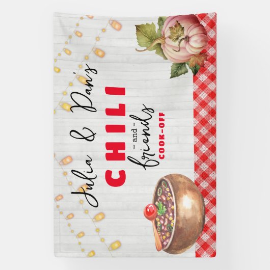 Friendsgiving Potluck Chili Cook Off Thanksgiving Spandoek (Verticaal)