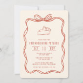 Friendsgiving Potluck Diner Coquette Boog Taart Kaart (Voorkant)