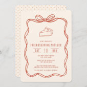 Friendsgiving Potluck Diner Coquette Boogtaart Kaart (Voorkant / Achterkant)